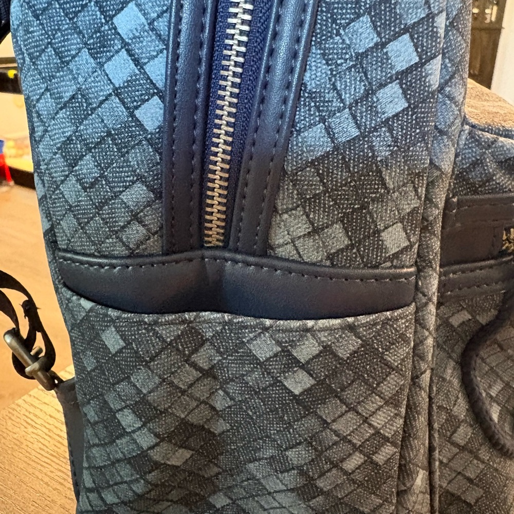 Loungefly Blue-Gray Woven Mini Backpack with Gold Hardware - Picture 4 of 5